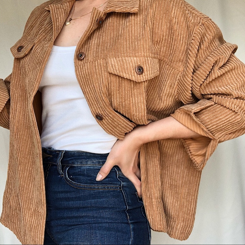 The Luxe Corduroy Shirt-Jacket — Camel - Picture 4 of 10